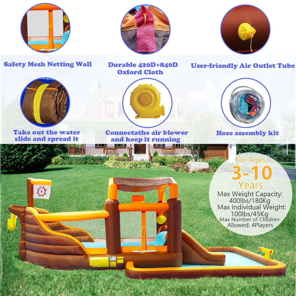 Inflatable Water Park with Splash Pool & Blower W3974
