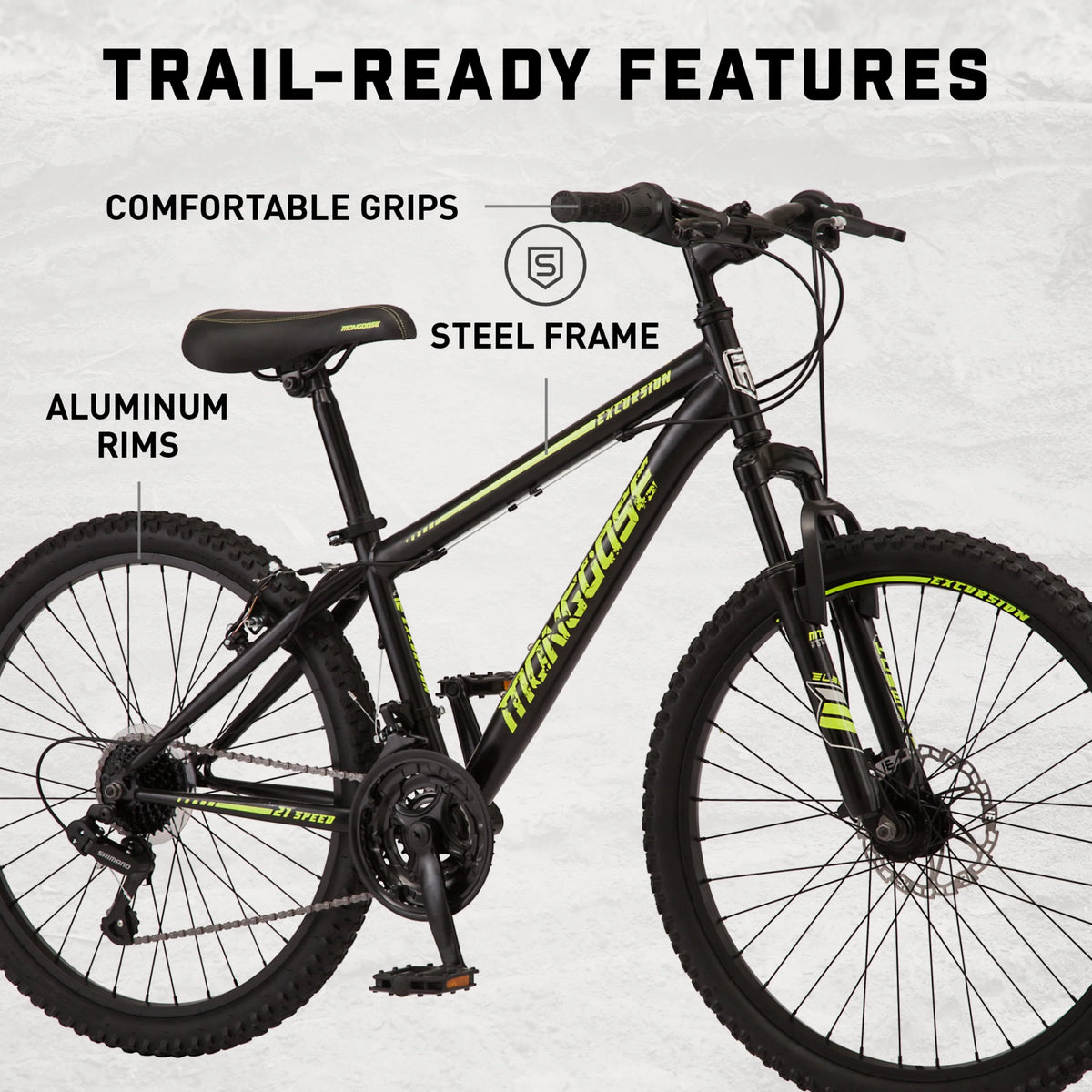 Black and Yellow 21 Speeds Mountain Bike D403