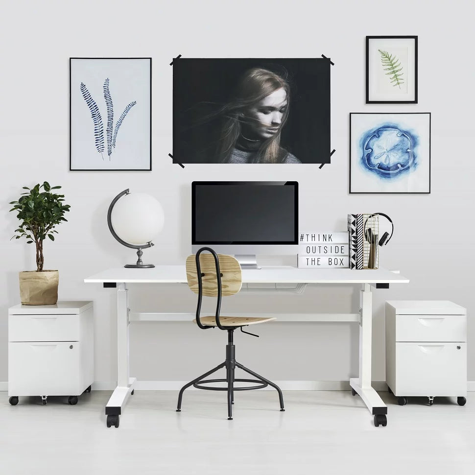 White Height Adjustable Sit Stand Desk with Casters Y433