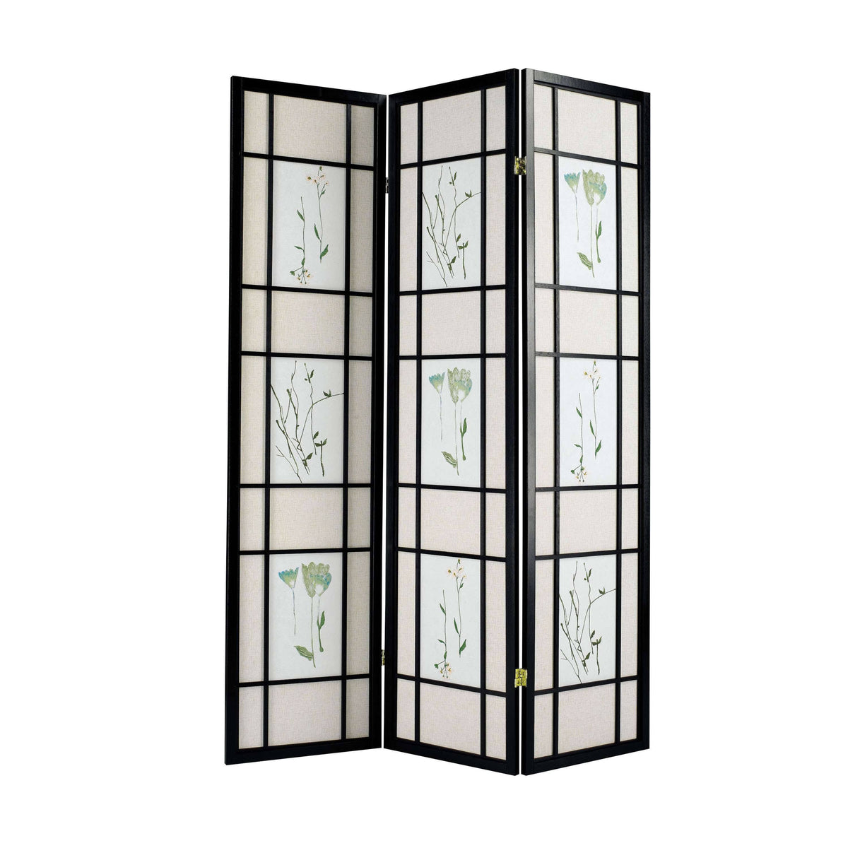Black 3 Panel Wooden Screen P11938