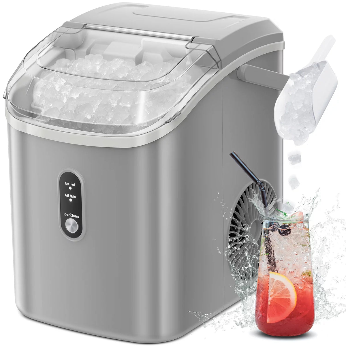 Portable Nugget Countertop Ice Maker with Self-Cleaning, 35Lbs/24Hrs, Ice Basket & Ice Scoop B3511