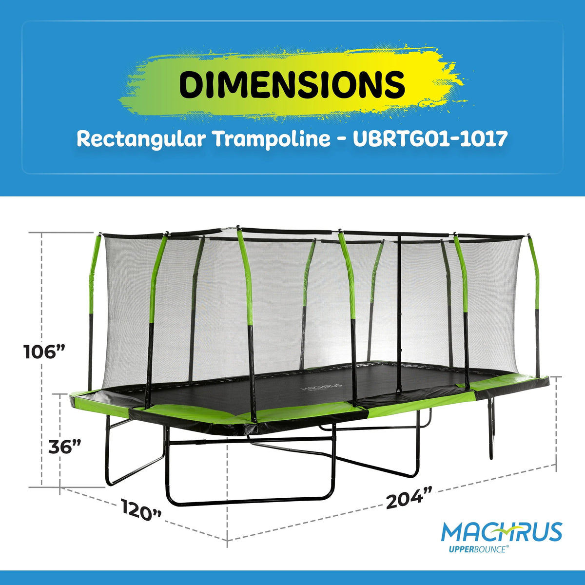 10' X 17' Rectangular Trampoline Set with Enclosure System C4334