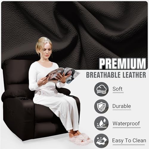 Black Faux Leather Massage Rocking Recliner Chair X76167
