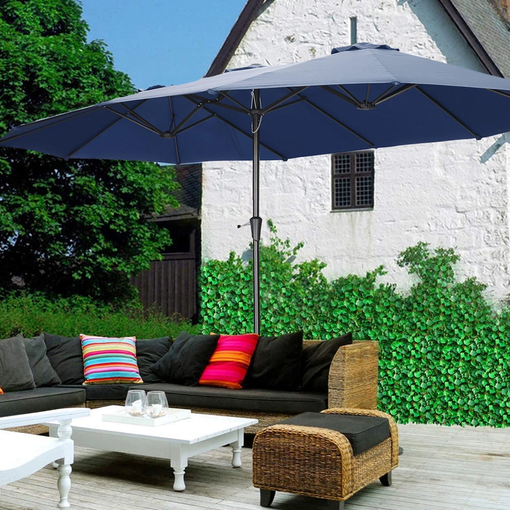 15ft Double-Sided Patio Umbrella with Crank B1489