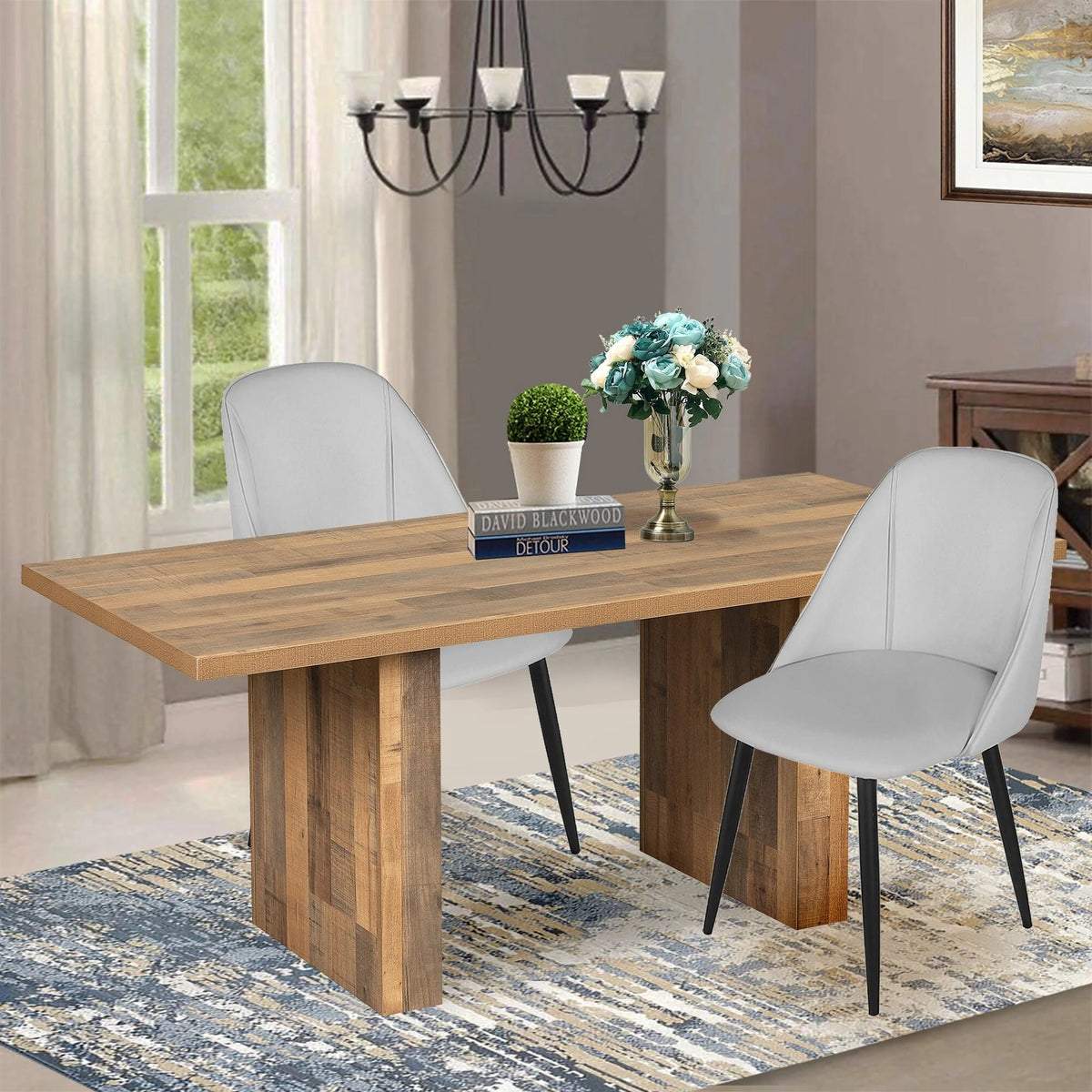 70" Wood Rectangular Dining Table O408495