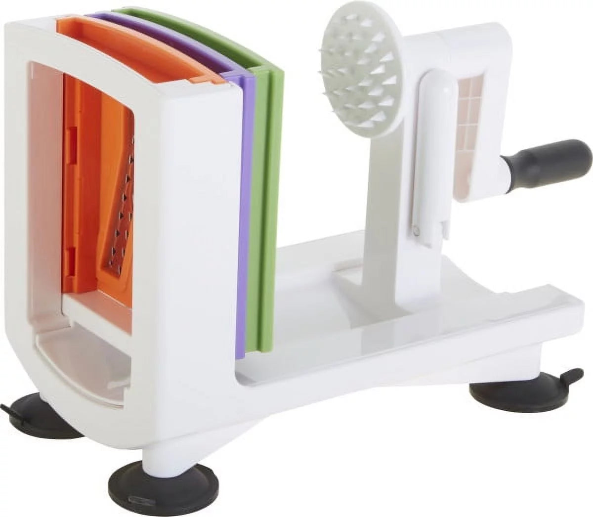 White Counter Top Veggie Spiralizer with Interchangeable Blades D9550