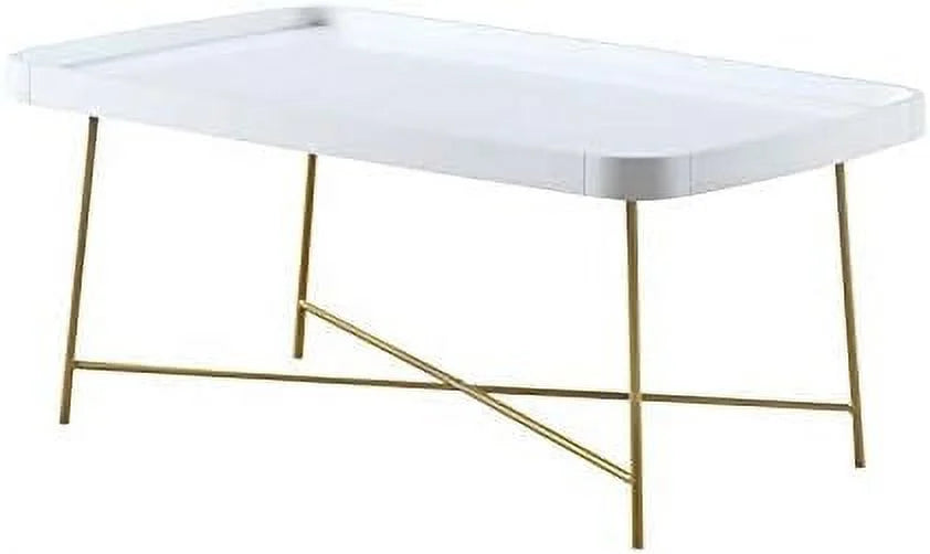 White Wood Coffee Table with X Legs W679010