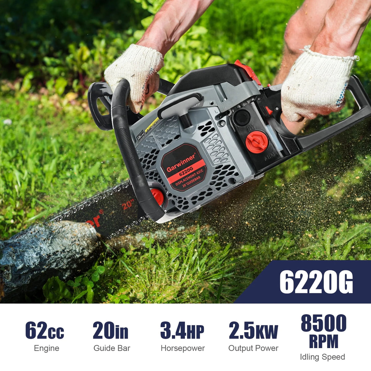 Gas Chainsaw 20'' 2-Stroke 62CC T433437