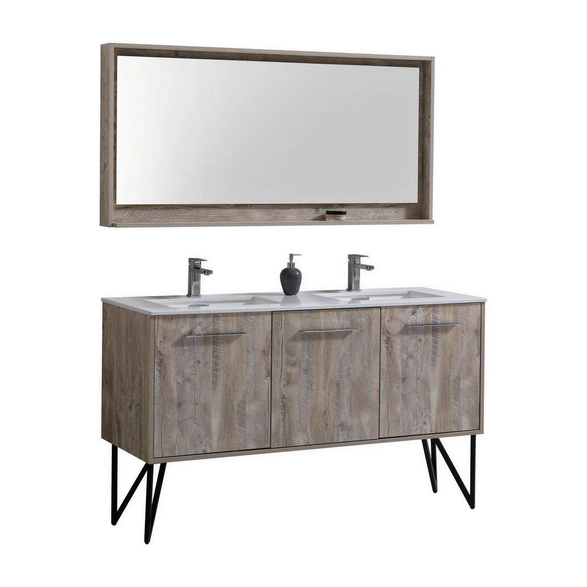 60 in. Double Sink Modern Bathroom Vanity with Quartz Countertop G277