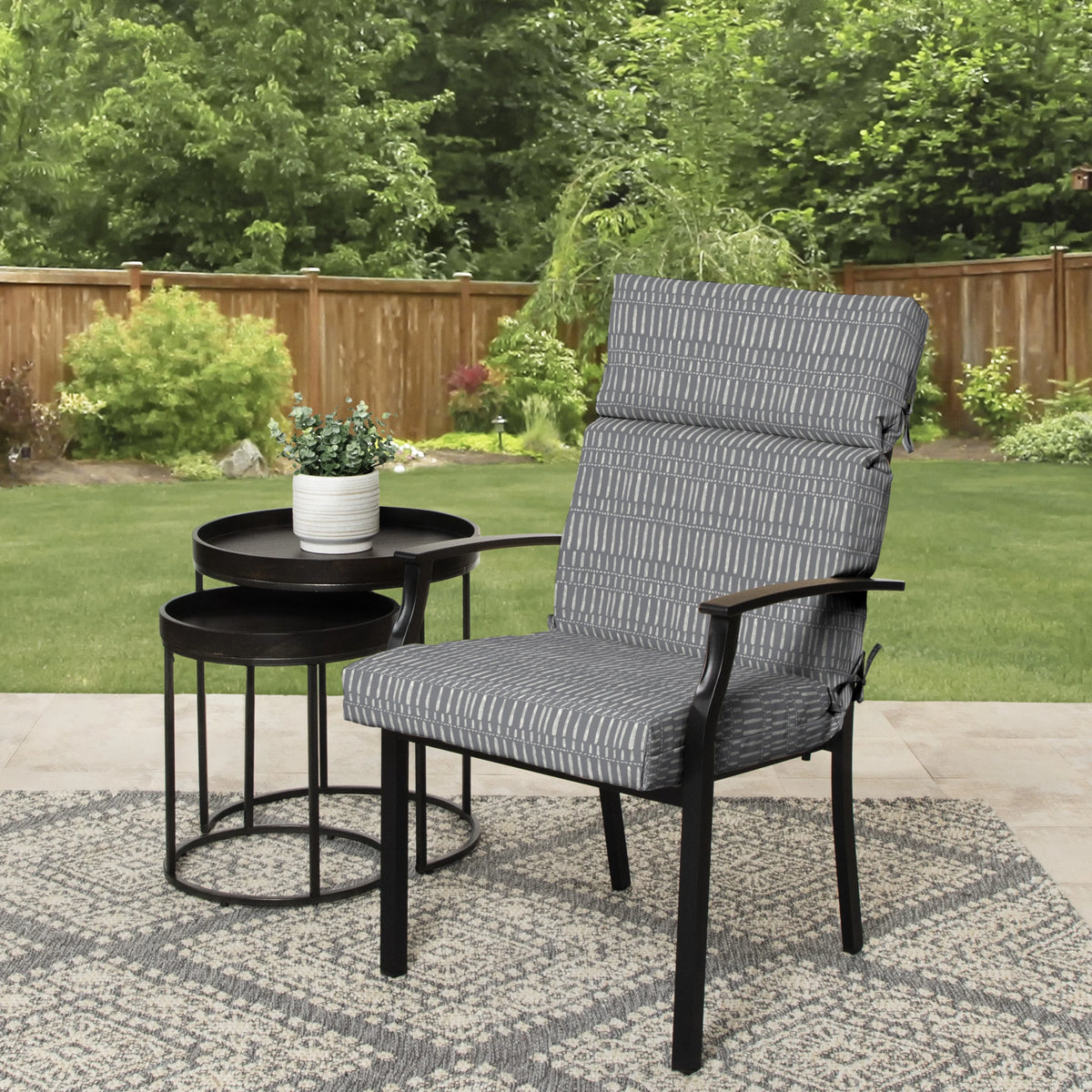 Grey Rectangle Outdoor Chair Cushion O6342