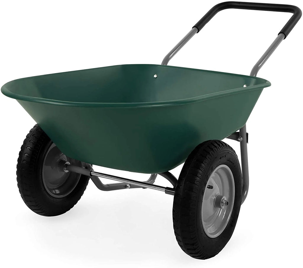 Green Dual-Wheel Wheelbarrow Garden Cart S723006